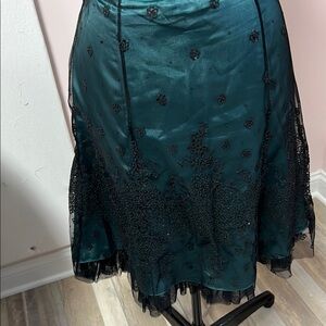 Adrianna Papell Teal and Black A-Line Skirt